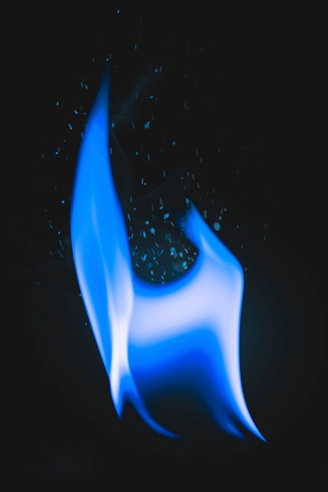 Blue flame sticker, realistic torch fire image psd