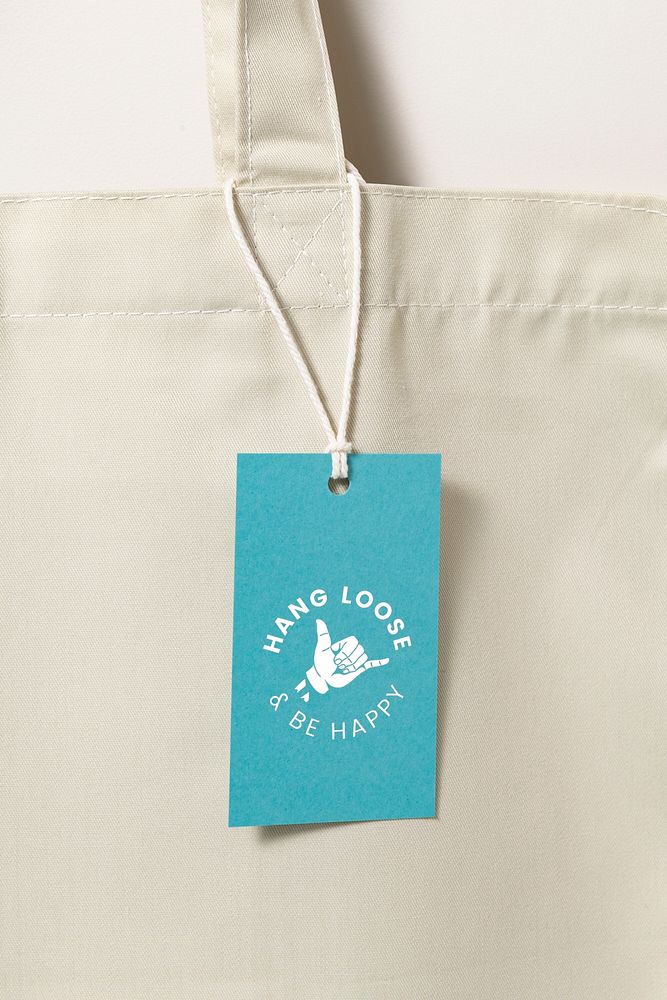 Tote bag tag mockup psd, business branding design