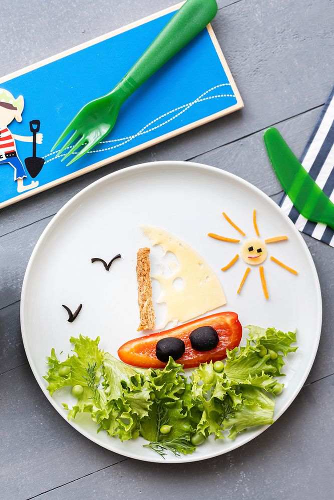 Food art sailboat, fun kids food