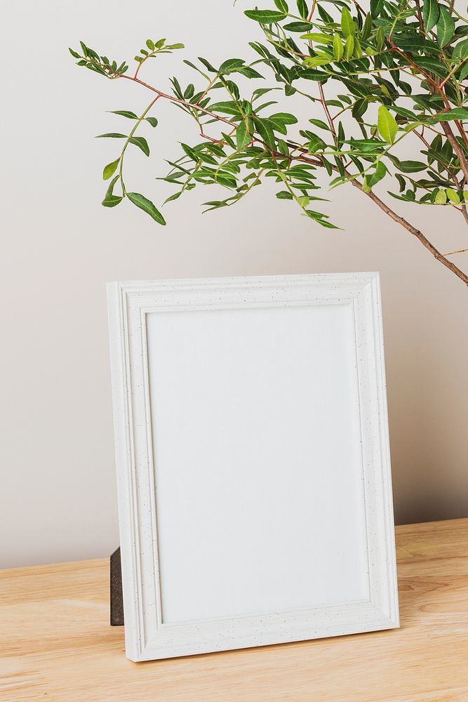 Spring home decoration, blank white picture frame
