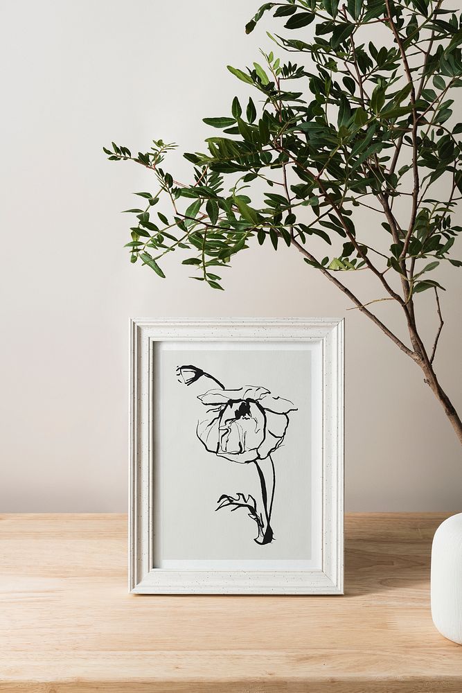 Picture frame mockup psd, spring decoration, home interior design