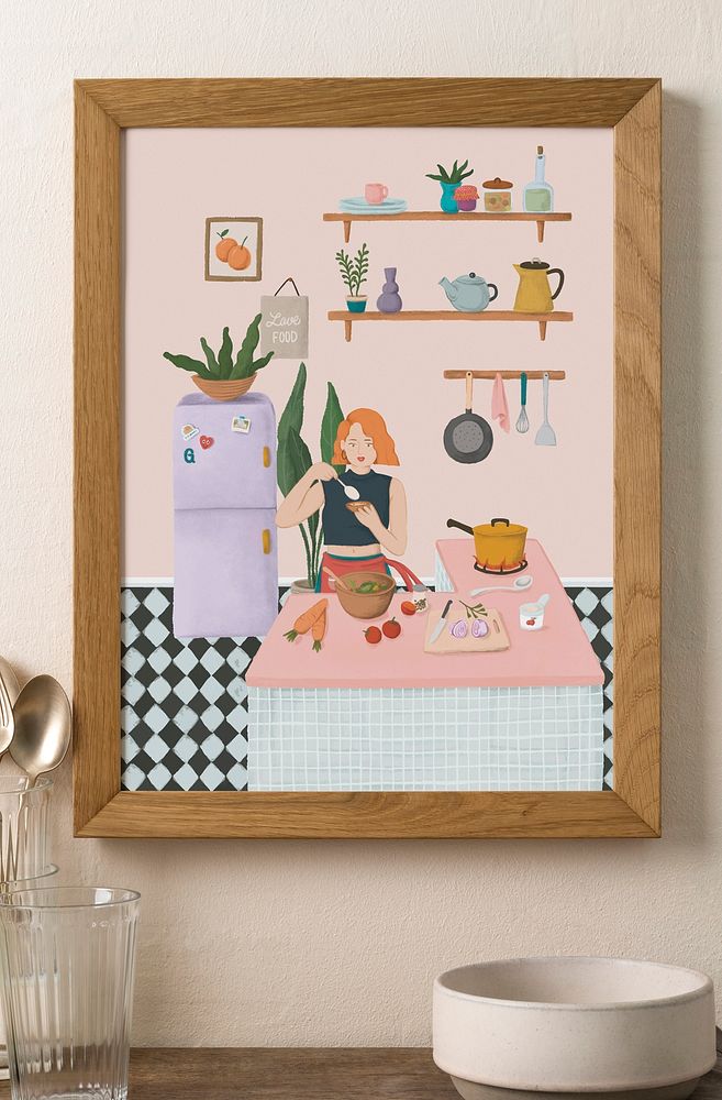 Picture frame mockup psd, home decor, women lifestyle illustration