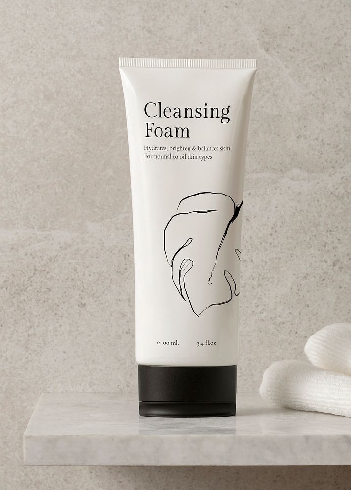 Tube mockup, beauty product psd, cleansing foam packaging