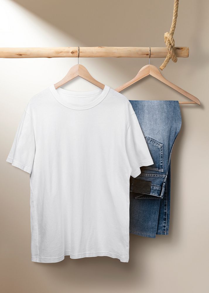 White t-shirt, simple apparel in unisex design with blank space