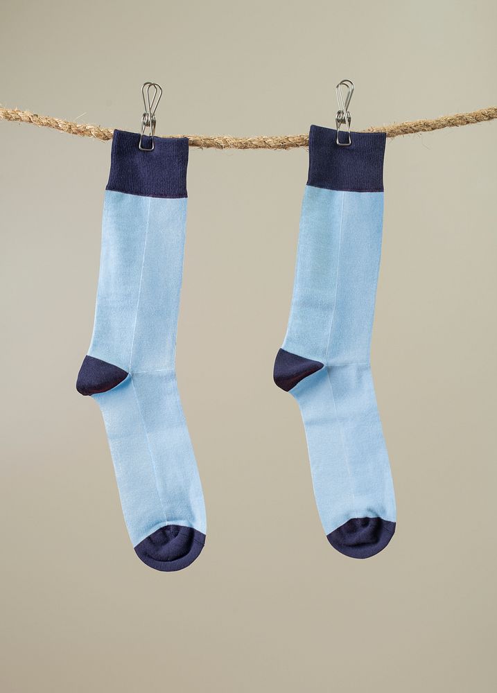 Blue socks, simple winter fashion in realistic design
