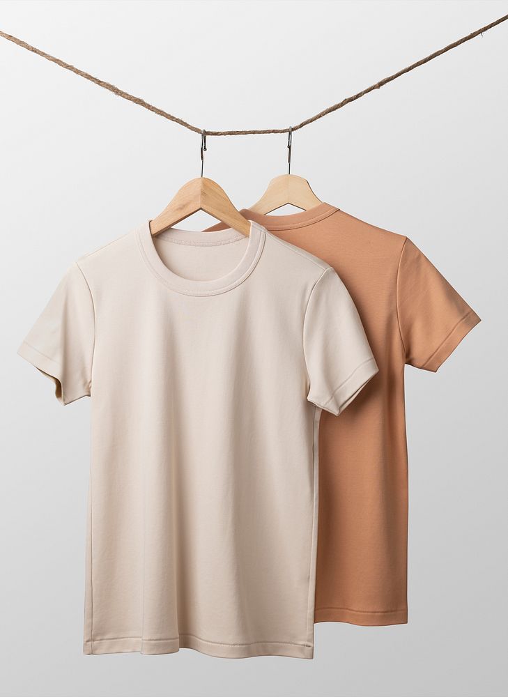 Beige t-shirt, simple apparel in unisex design with blank space