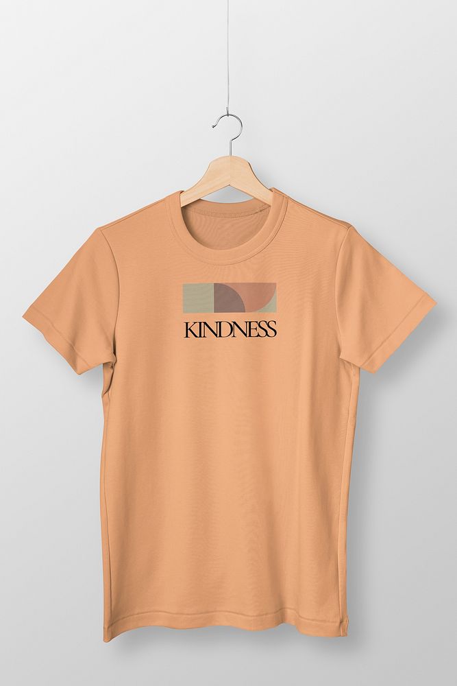 Printed t-shirt mockup, casual apparel with kindness word in unisex design psd