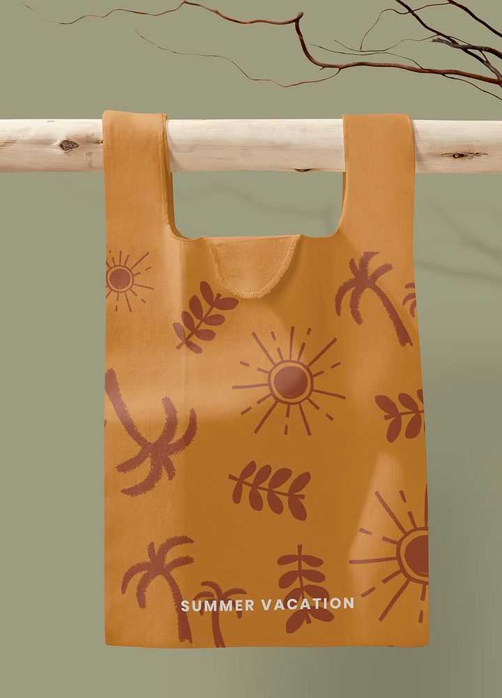 Reusable shopping bag mockup, printed floral pattern psd