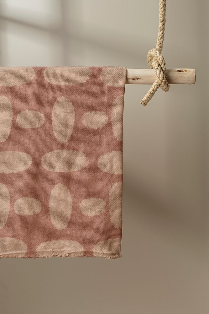 Brown handkerchief mockup, geometric pattern design psd 