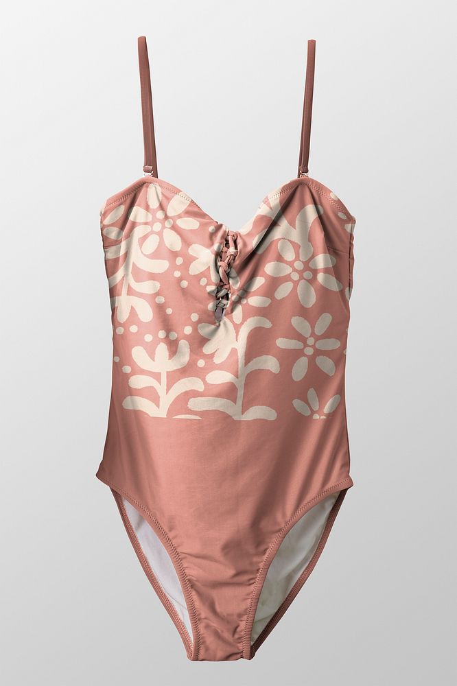 Swimsuit mockup, floral patterned swimwear, women&rsquo;s summer fashion psd