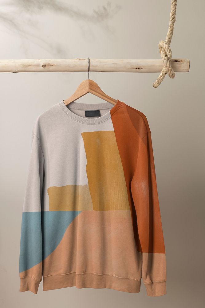 Abstract sweater mockup, winter apparel in unisex design psd