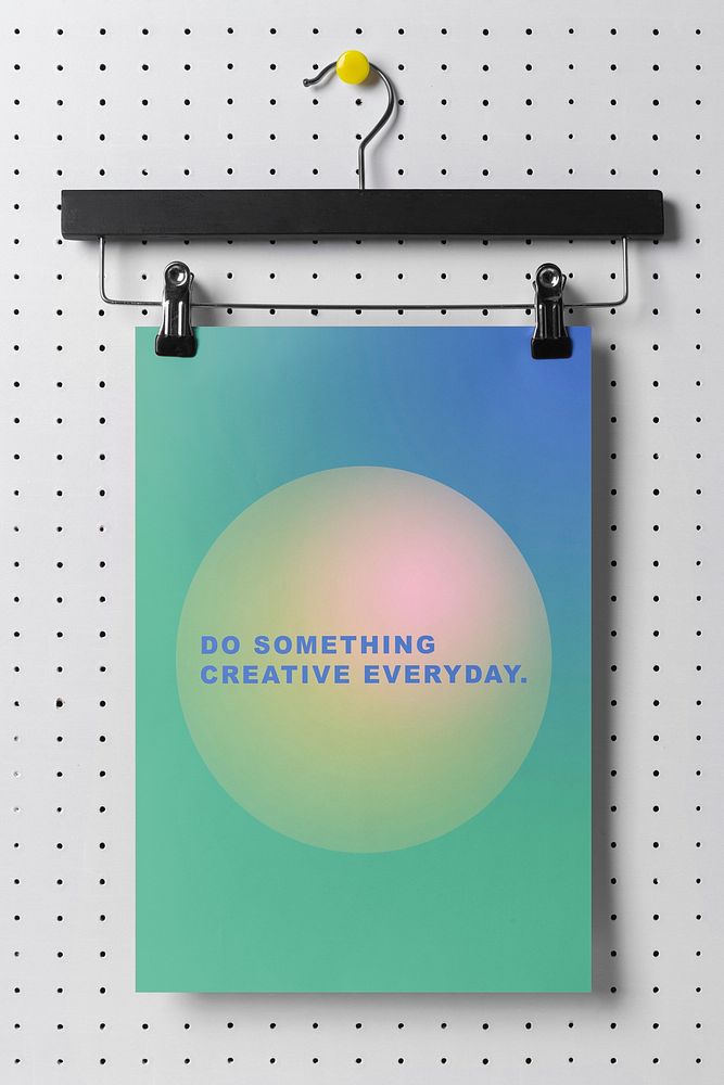 Gradient poster mockup, paper stationery realistic design psd