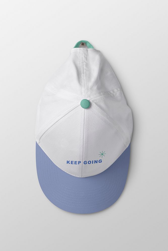 Snapback cap mockup, streetwear fashion in white realistic design psd