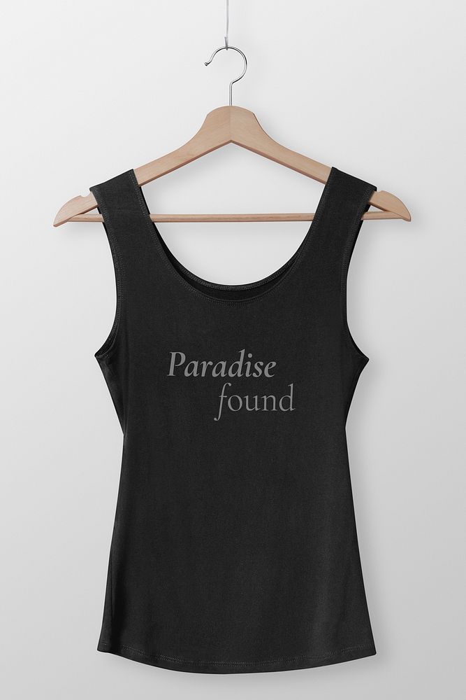 Black tank top mockup, women&rsquo;s summer fashion with printed quote psd