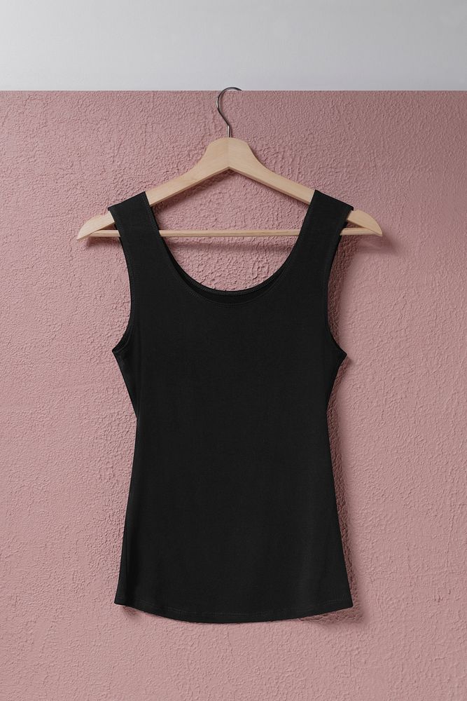 Black tank top, women’s summer fashion, simple apparel design