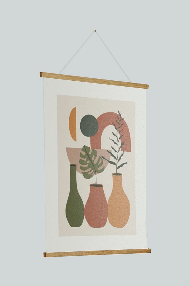 Aesthetic poster mockup, hanging on wall psd