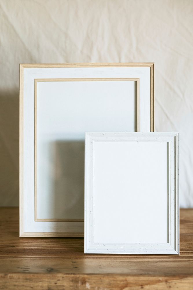 Empty frames, home decor in living room