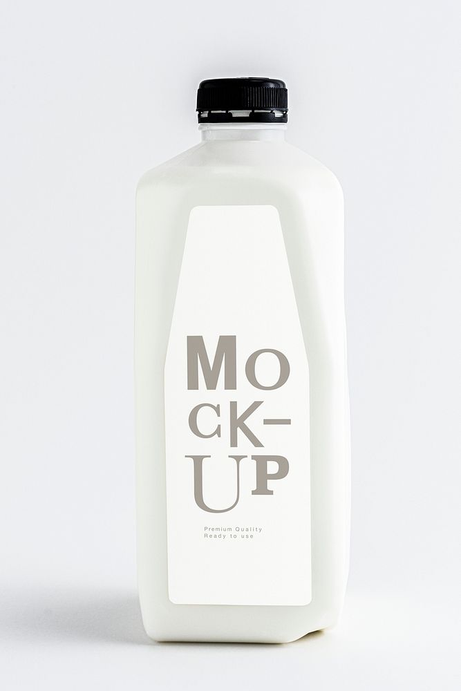 Pasteurized milk in plastic bottle mockup
