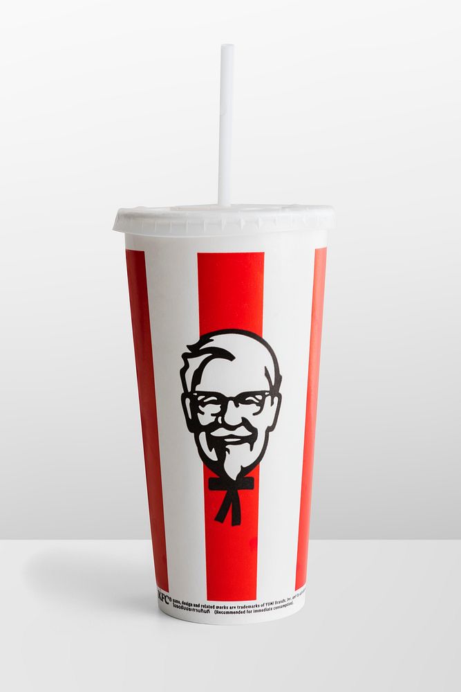 Drink in a paper cup from KFC in Thailand. JANUARY 29, 2020 - BANGKOK, THAILAND