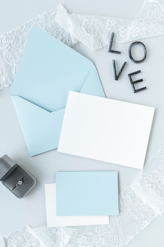 Blank white card with a diamond ring