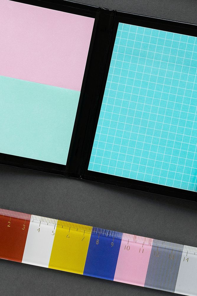 Colorful sticky notes with ruler