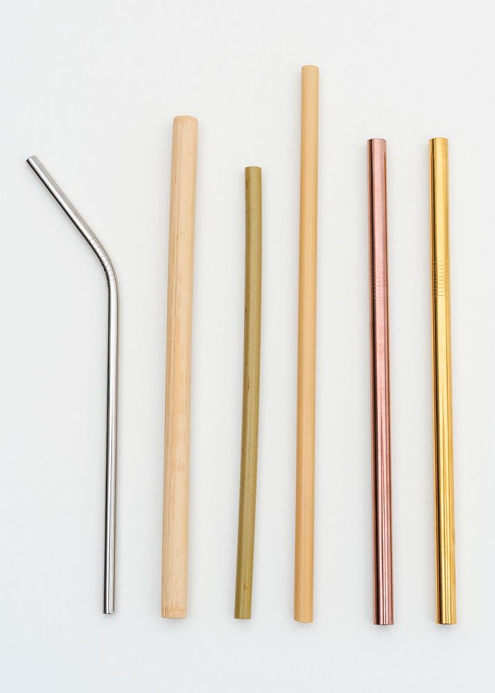 Reusable bamboo and metal straws 