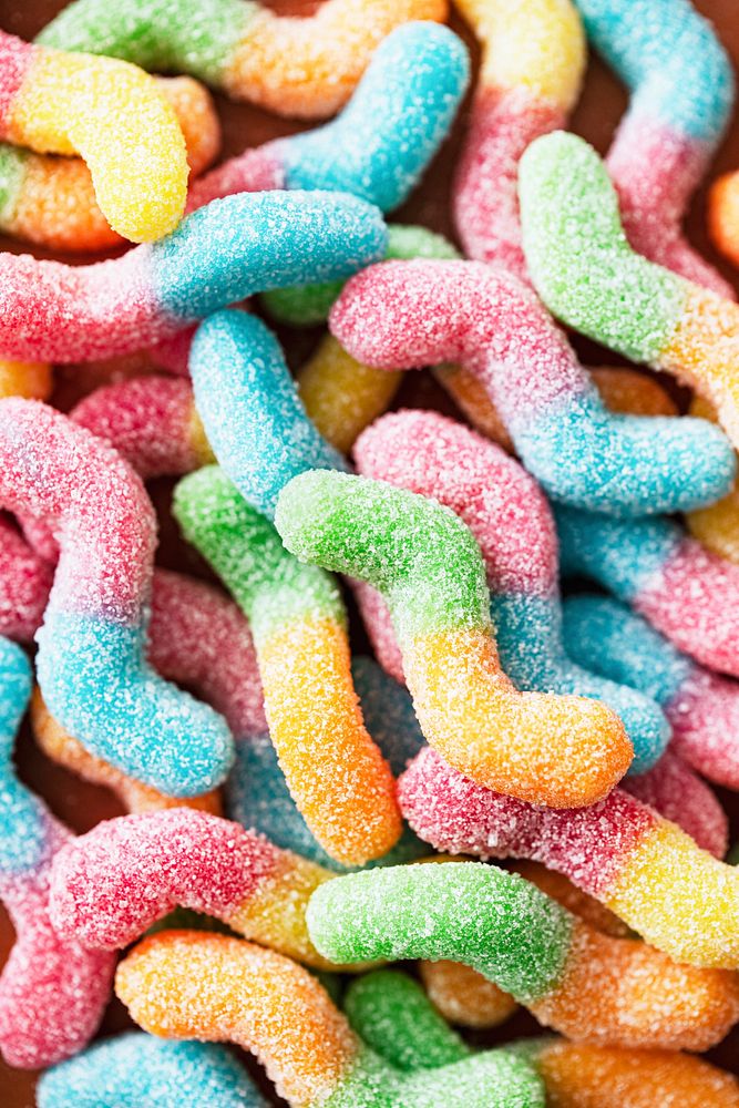 Colorful gummy worm candies