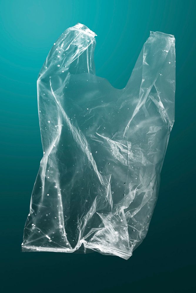 Single-use plastic bag mockup pollution