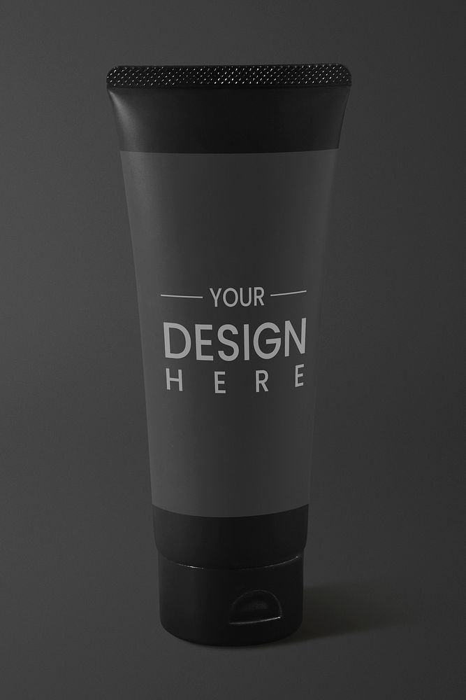 Black skincare tube mockup design