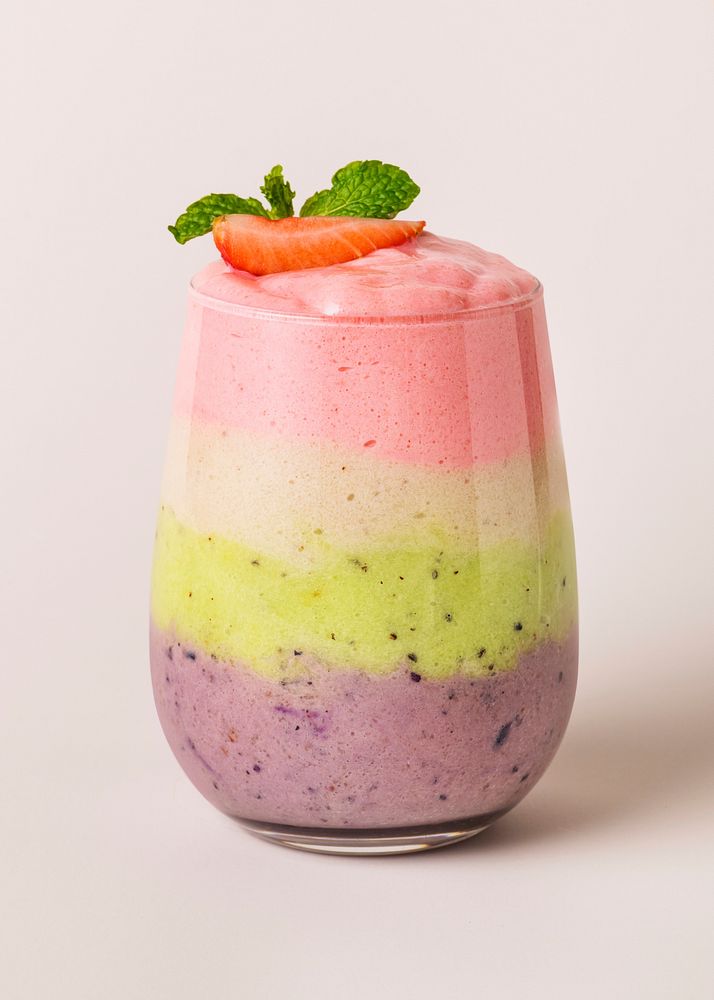 Layered healthy fruit smoothie