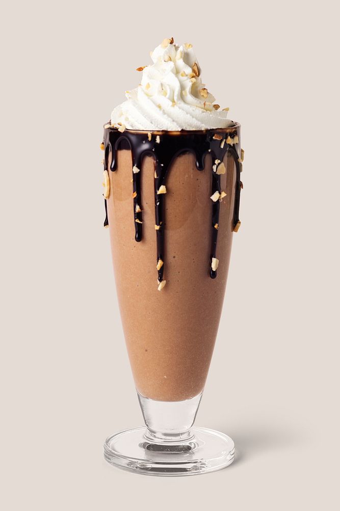 Chocolate milkshake studio shot on background mockup
