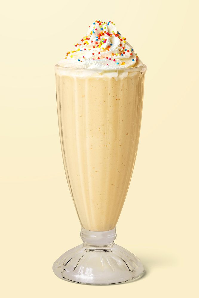 Vanilla milkshake with whipped cream on background mockup