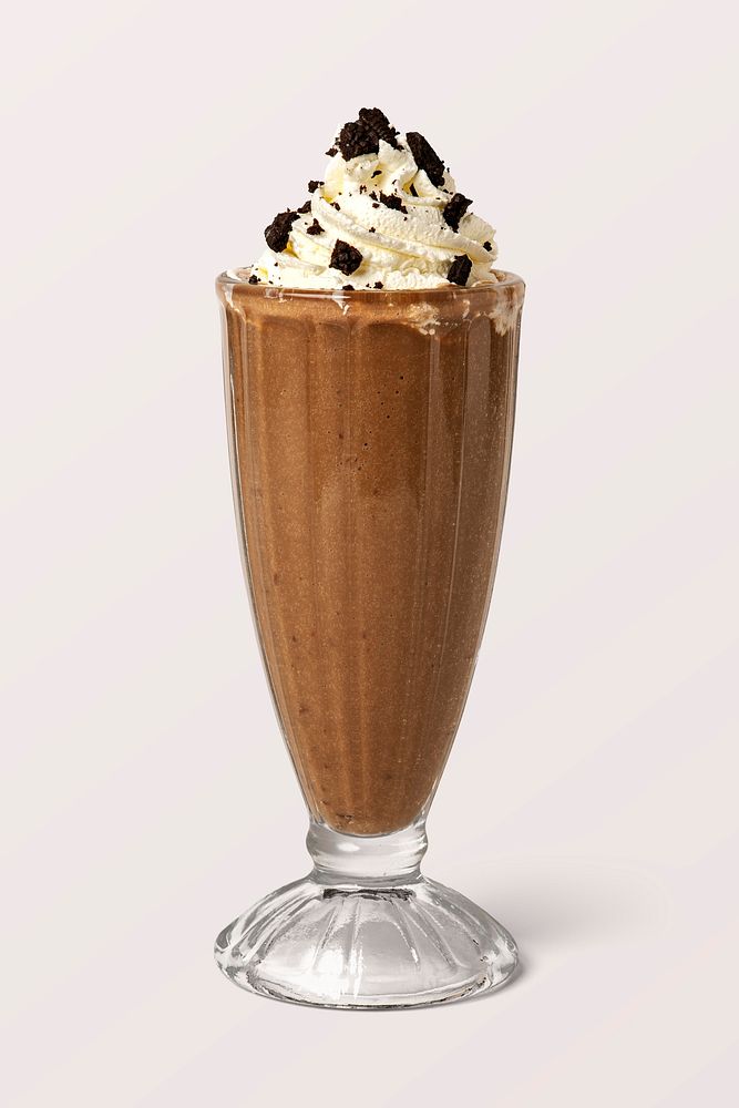 Chocolate milkshake studio shot on background mockup