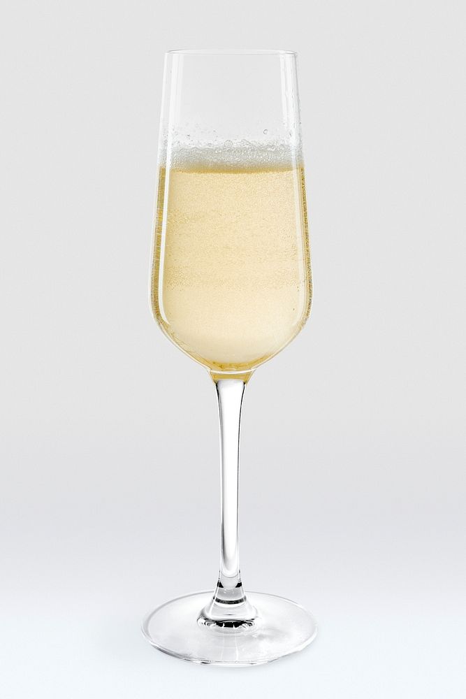 White sparkling wine glass mockup