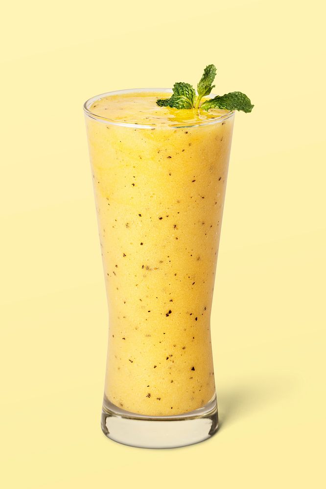 Fresh and healthy passion fruit smoothie on background mockup