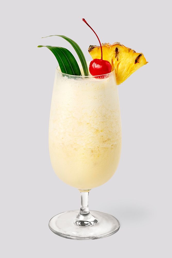 Pina Colada with pineapple and cherry on top background mockup