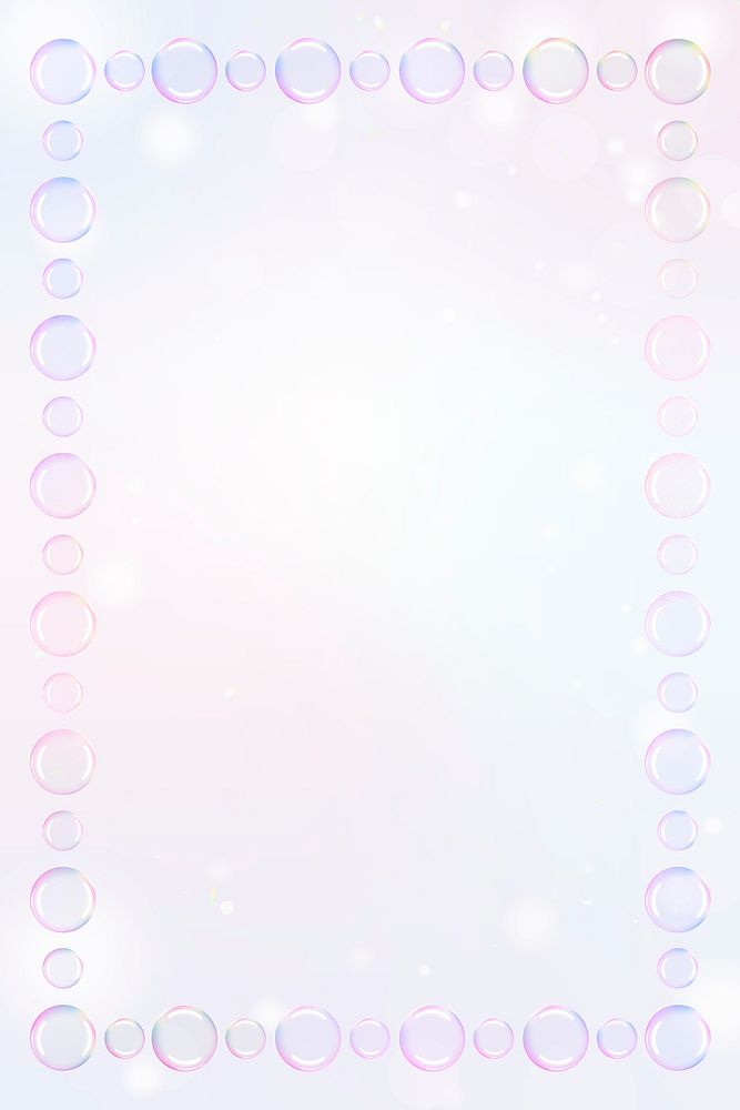 Rectangle shaped soap bubble frame design element on a pastel background