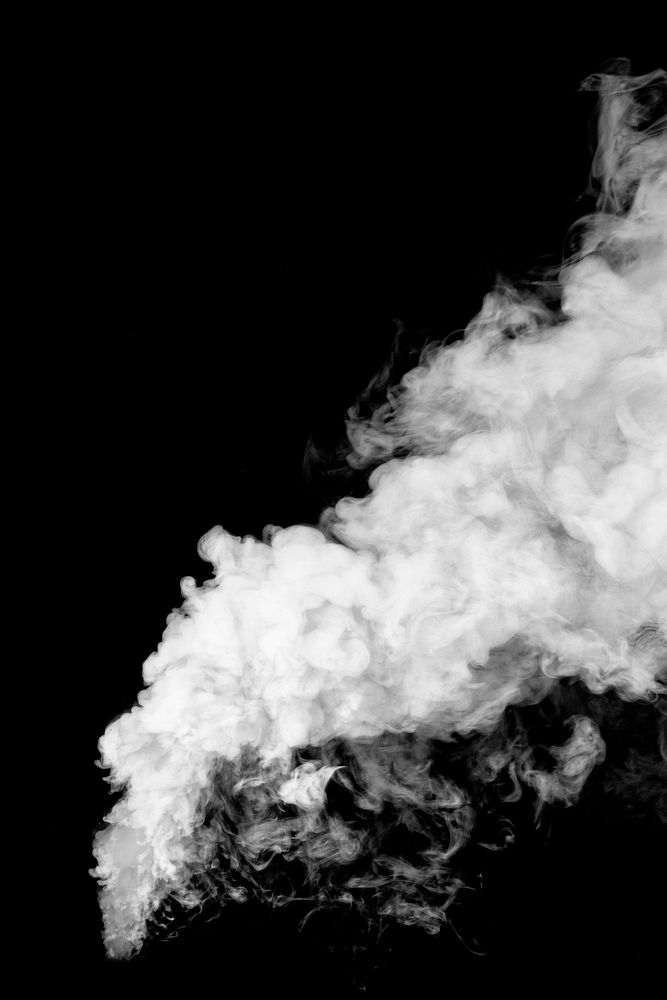 White smoke effect design element on a black background