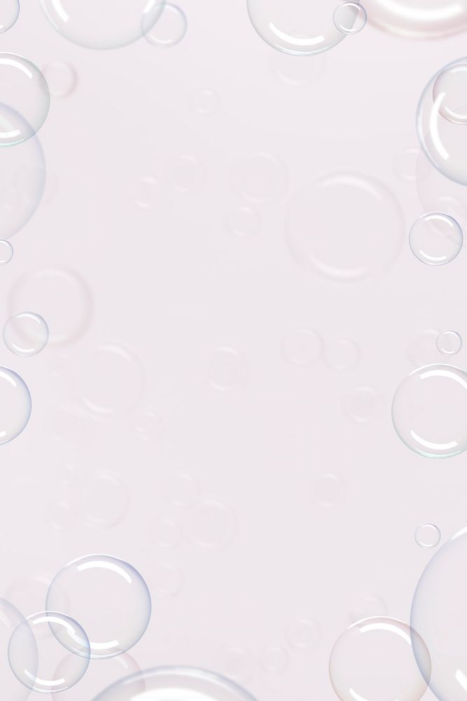 Transparent soap bubble frame design element on a gray background