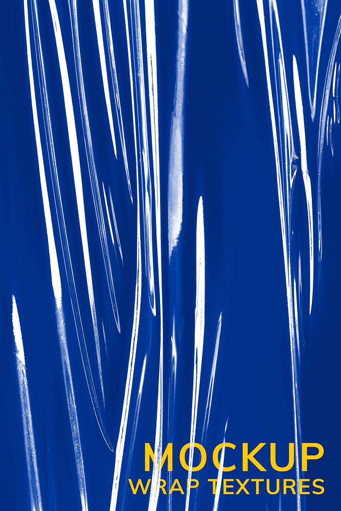 Plastic wrap texture design element on a blue background mockup