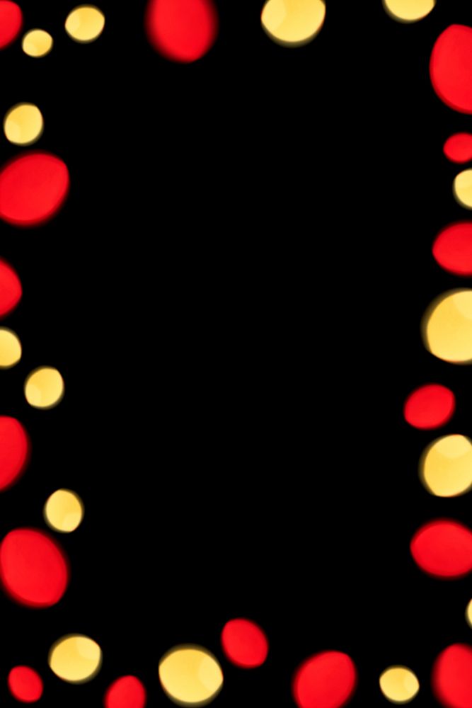 Red and yellow dotted frame design element on a black background