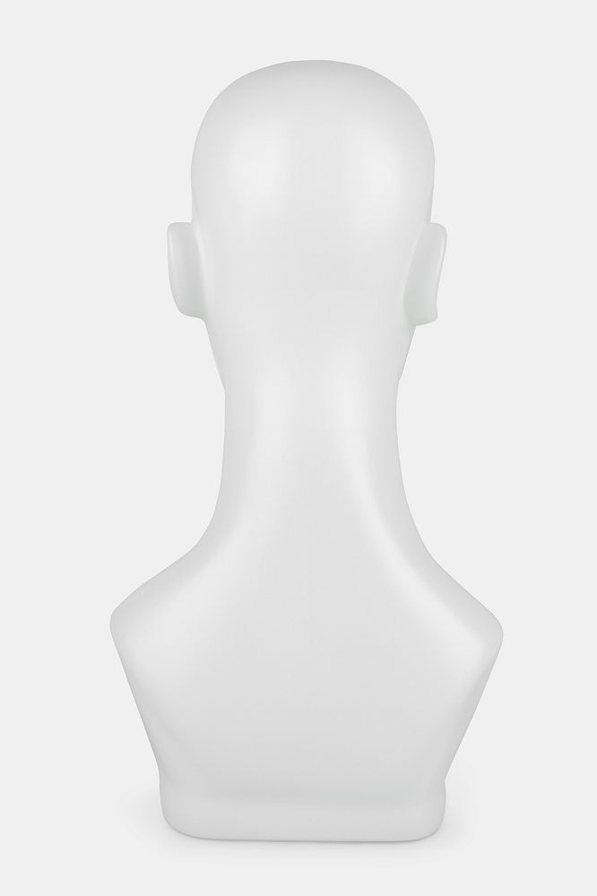 Rear view of a white mannequin head mockup