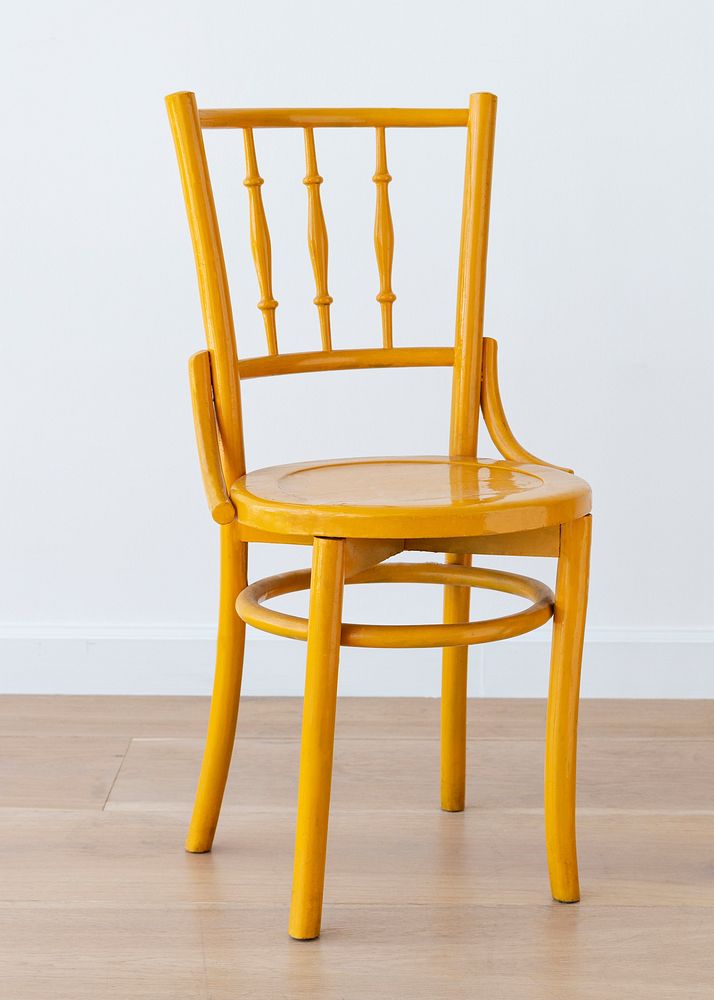 Vintage yellow wooden chair 