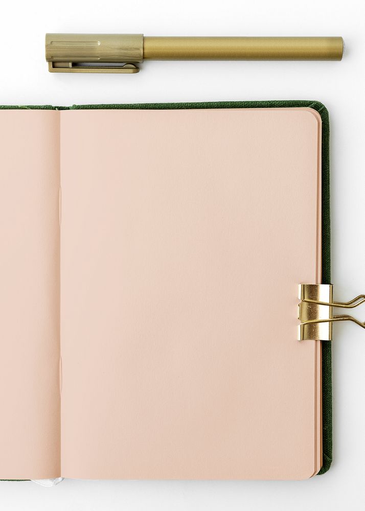 Blank plain notebook page with stationary mockup