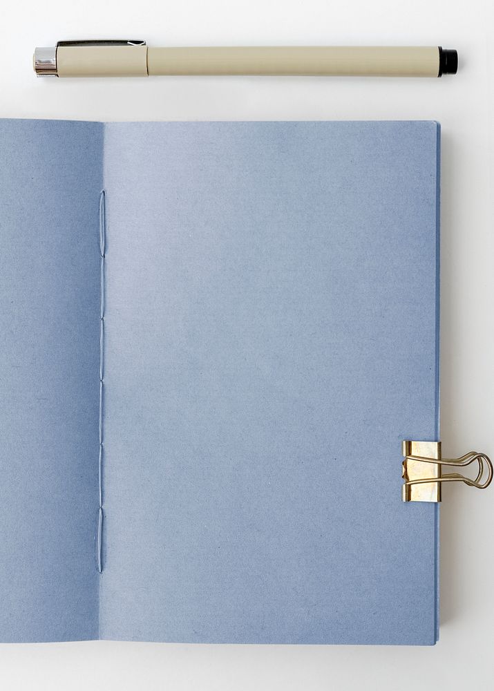 Blank plain blue notebook page mockup