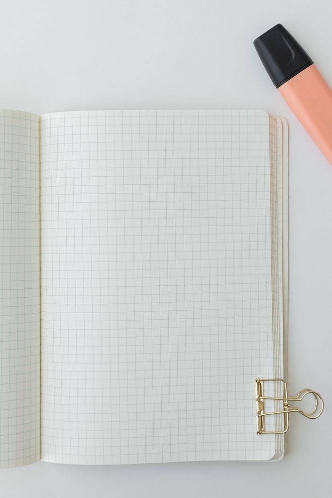 Blank white grid pattern notebook
