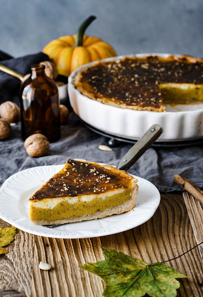 Freshly baked pumpkin pie yummy halloween dessert