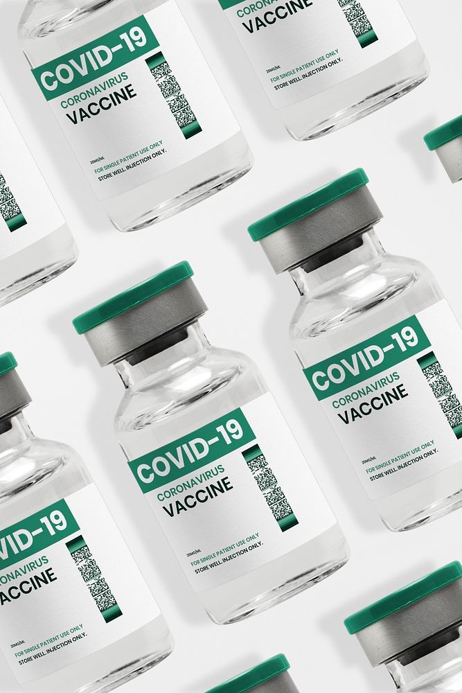 COVID-19 vaccine vial label mockups psd