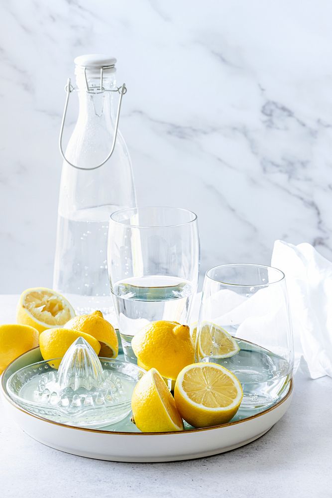 Fresh cut lemons for lemonade food photography