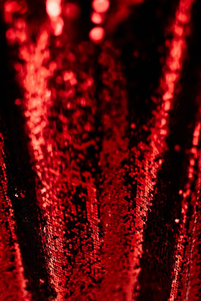 Fabric with shiny red sequins